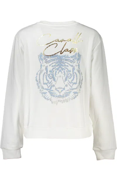 Cavalli Class White Cotton Sweater In White