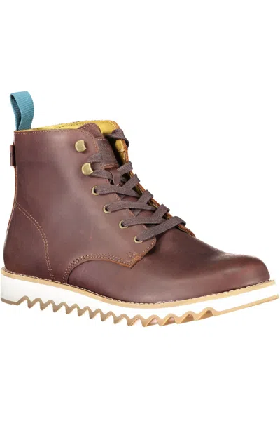 Levi's Elevated Ankle Lace-up Boots With Contrasting Men's Sole In Brown