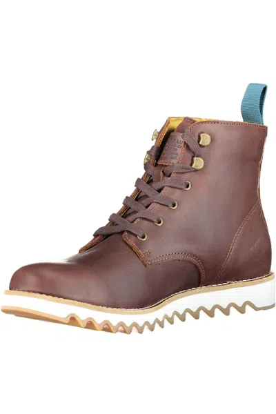 Levi's Elevated Ankle Lace-up Boots With Contrasting Men's Sole In Brown