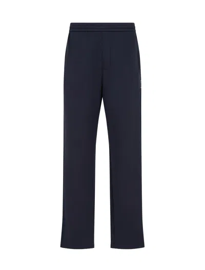Armani Exchange Tailored Trousers With Pockets And Elastic Waistband In Blue