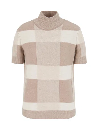 Emporio Armani Check Wool And Cashmere Sweater
