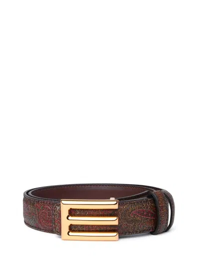 Etro Logo-buckle Paisley Leather Belt