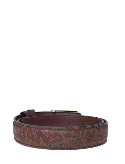 Etro Logo-buckle Paisley Leather Belt