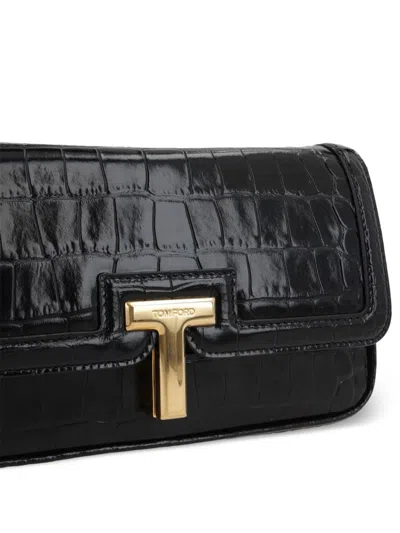 Tom Ford Day Bag Crocodile Shoulder Crossbody In Black