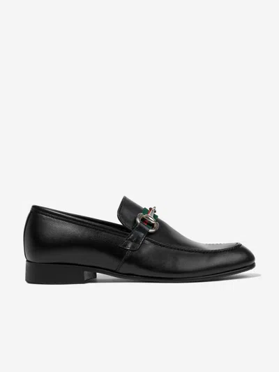 Andanines Boys Leather Loafers In Black
