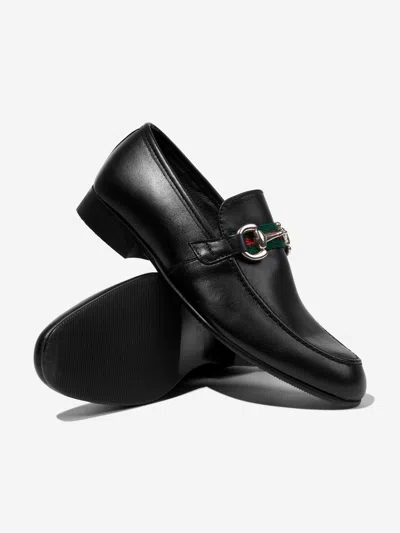 Andanines Boys Leather Loafers In Black