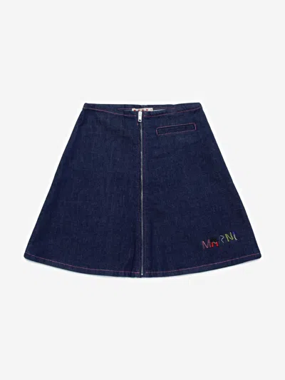 Marni Zip-up Denim Skirt In Blue