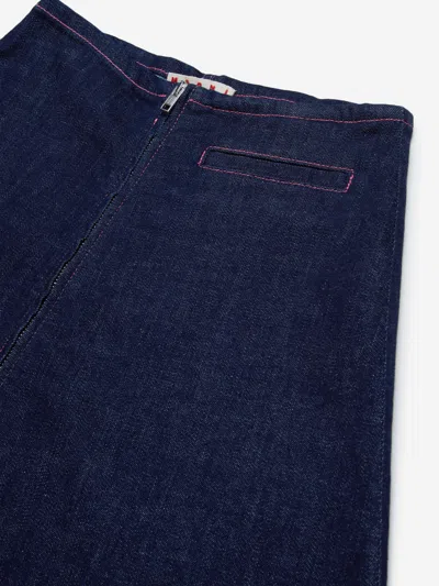 Marni Zip-up Denim Skirt In Blue