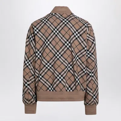 Burberry Linden Check Wool Blend Harrington Jacket In Cream