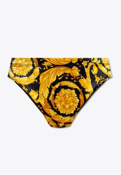 Versace Barocco Print Briefs In Black