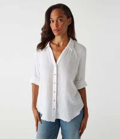 Michael Stars Leo High-low Cotton Gauze Button-up Shirt In Pit