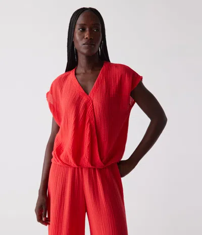 Michael Stars Evie Gauze Surplice Top In Seac