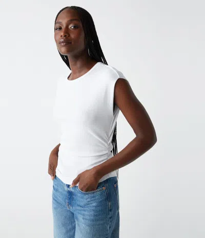 Michael Stars Joni Power Shoulder Rib Top In Molt