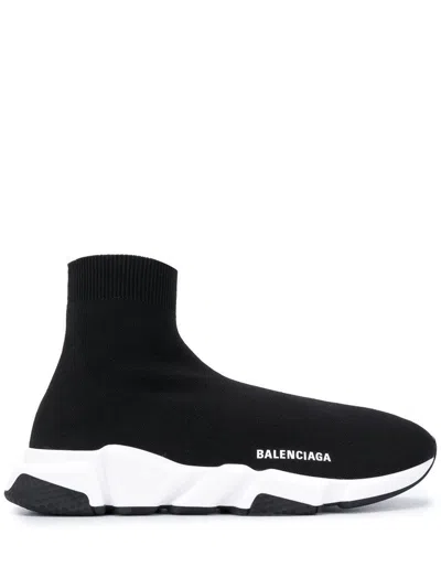 Balenciaga Speed 2.0 Logo-print Glittered Stretch-knit High-top Sneakers In Black