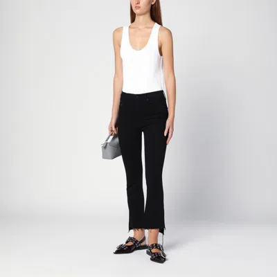 Shop Mother The Insider Crop Step Fray Jeans In Black