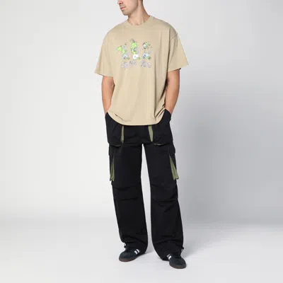 Brain Dead Graphic-print Crew-neck T-shirt In Beige