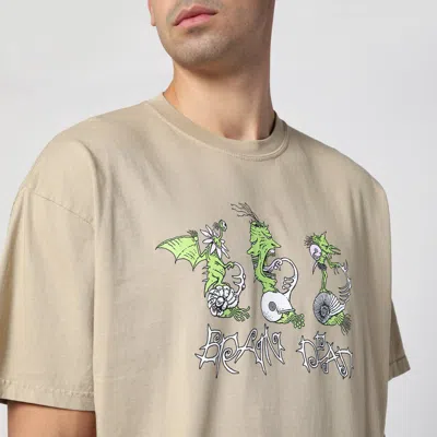 Brain Dead Graphic-print Crew-neck T-shirt In Beige