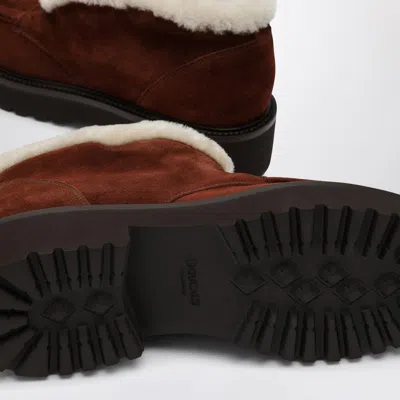 Doucal's Suede Moccasin With Fur In Brown