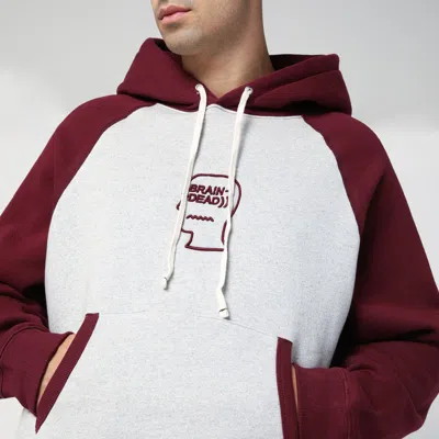 Brain Dead Drawstring Front Pocket Hoodie Raglan Sleeves In Brown