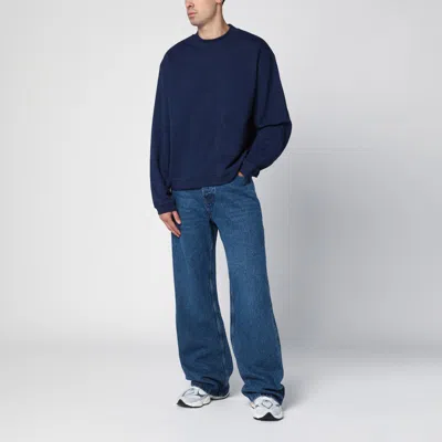 Brain Dead Crew Neck Sweatshirt Front Pocket In Blue
