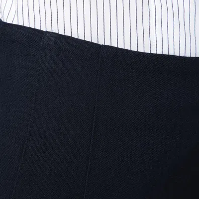 Margaux Lonnberg High Waist Navy Wool-blend Midi Skirt In Blue