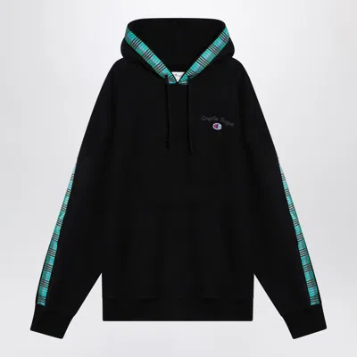 Champion X Angelo Baque Logo Patch Hooded Sweatshirt In Black