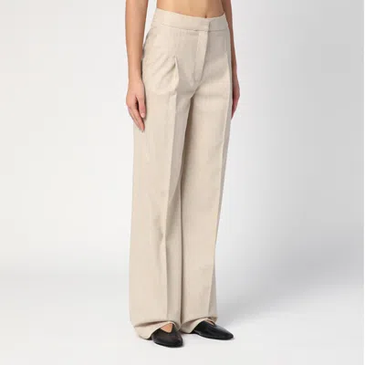 Shop Loulou Studio Beige Wool And Cashmere Trousers