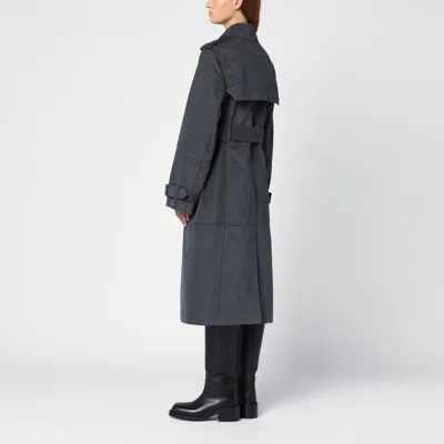 Burberry Long Trench Coat In Cotton And Nylon In Black