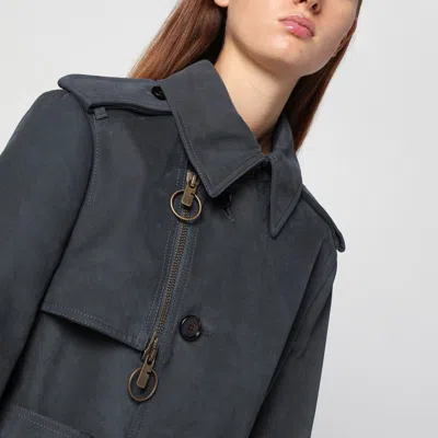 Burberry Long Trench Coat In Cotton And Nylon In Black