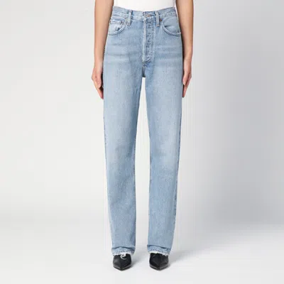 Agolde Crisscross Straight Leg Jeans In Light Blue