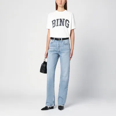 Agolde Crisscross Straight Leg Jeans In Light Blue
