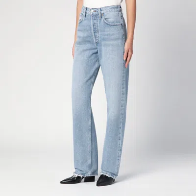 Agolde Crisscross Straight Leg Jeans In Light Blue