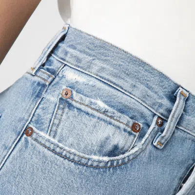 Agolde Crisscross Straight Leg Jeans In Light Blue