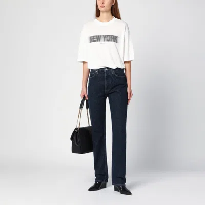 Agolde Dark Blue Jeans In Organic Denim In Blue