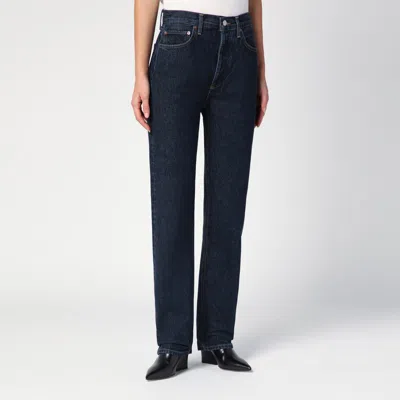 Agolde Dark Blue Jeans In Organic Denim In Blue