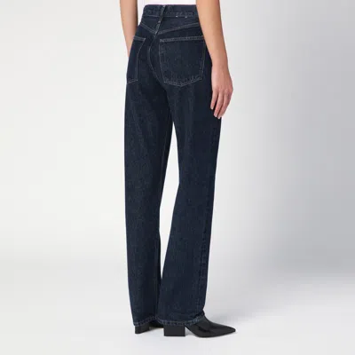 Shop Agolde Dark Blue Jeans In Organic Denim