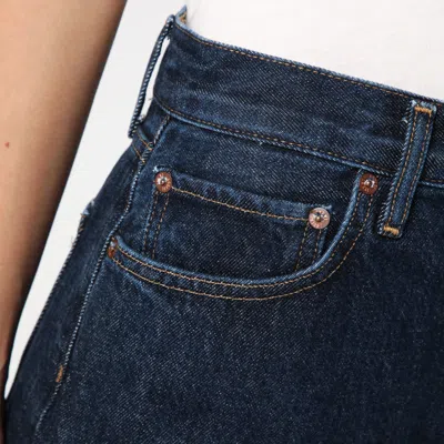 Agolde Dark Blue Jeans In Organic Denim In Blue