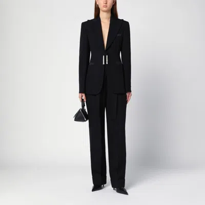 Max Mara Virgin Wool Tassel-fastened Blazer In Black