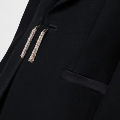 Max Mara Virgin Wool Tassel-fastened Blazer In Black