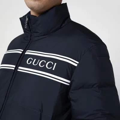 Shop Gucci Navy Blue Nylon Down Jacket