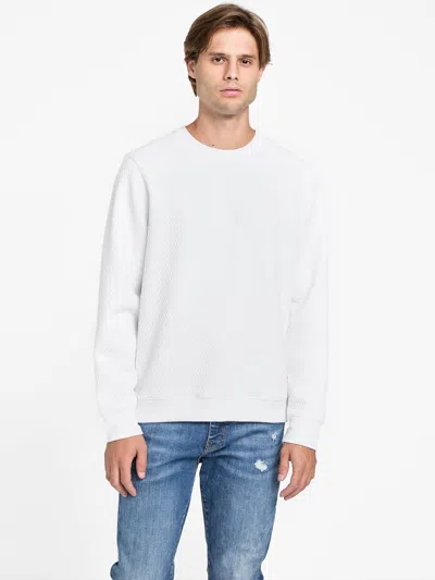 Guess Factory Omar Jacquard Crewneck Pullover In White