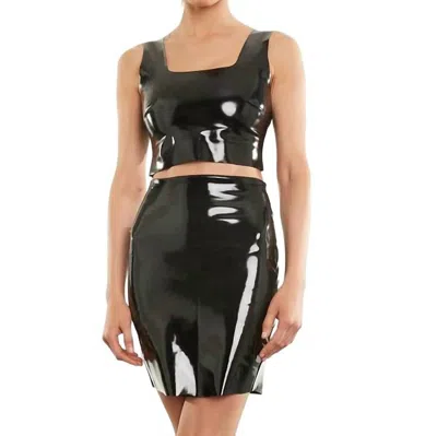 Commando Faux Patent Leather Crop Top In Black