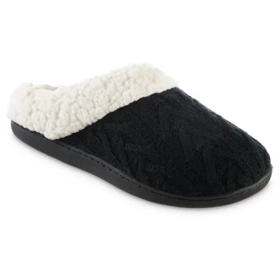 Isotoner Women's Cable Knit Alexis Hoodback Slippers In Black In Black