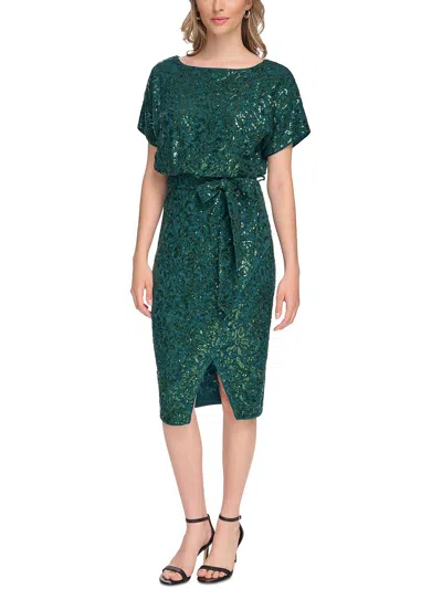 Kensie Womens Lace Sequined Cocktail And Party Dress In Gold