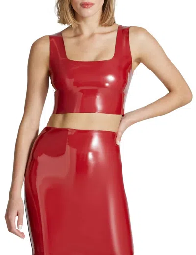 Commando Faux Patent Leather Crop Top In Black