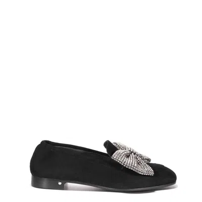 Laurence Dacade Women's Angela Bow Suede Loafer In Black/silver In Black