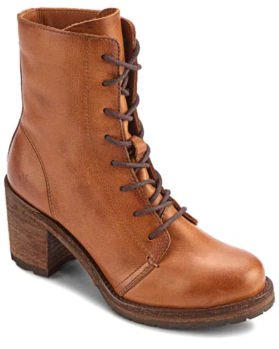 Frye Karen Leather Combat Boot In Brown