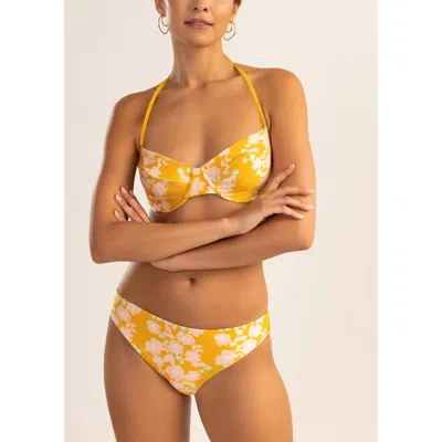 Shop Shoshanna Floral Classic Bikini Bottom In Sunset Yellow In Multi