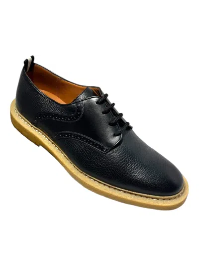 Bally Nek 6222929 Men's Black Perforated Deer Grained Leather Shoe In Black