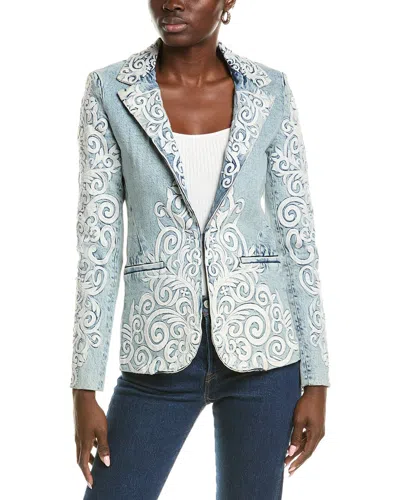 Alice And Olivia Women's Macey Filligree Denim Blazer In Blue